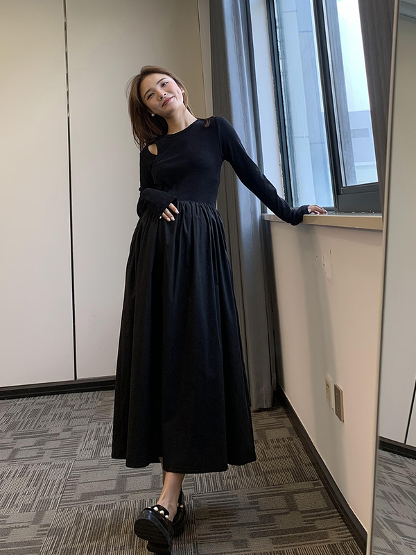 Maternity Wear, New Autum Style, Line-Like Cut Out Design, Autum French Style, High-End Elegant, Slimming Bottoming Dress Maternity Wear, New Autum Style, Line-Like Cut Out Design, Autum French Style, High-End Elegant, Slimming Bottoming Dress