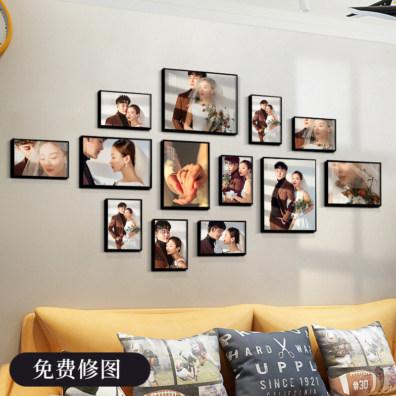 Hanging Photos Wall Deco Photo Frame Composition Creativity Free punching Living room Bedroom Wall Clapping up Photograph Ing the Wind-Taobao