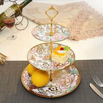 Western-style ceramic three-layer plate shelf Fruit cake dessert afternoon tea tray Wedding banquet 3-layer dessert table