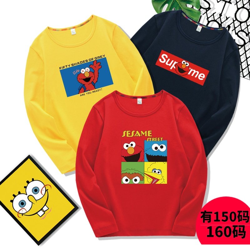 Ins Children's Long Sleeve T-shirt 2021 Spring and Autumn Dress Cotton Jacket for Boys and Girls