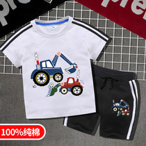 Baby summer fashion short sleeve shorts 2021 new childrens cotton suit boys and girls cartoon tide childhood clothing