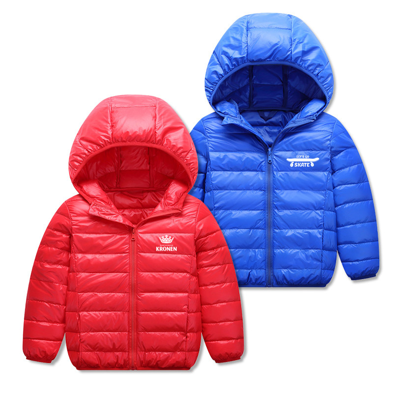 Boy jacket new child clothing autumn and winter clothing light and thin down cotton clothes girl laced with cap warm cotton padded jacket
