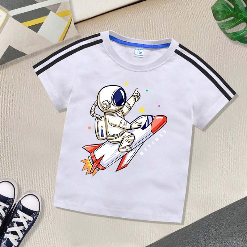 Children T - shirt boys summer dress new girl handsome short sleeve 2 - 9 baby Han Edition round - collar cartoon half - sleeve coat