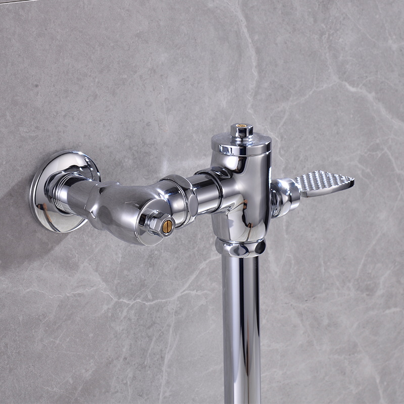 Horizontal retractable stool flushing valve Squat toilet foot delay valve Hand-pull foot flushing valve All copper