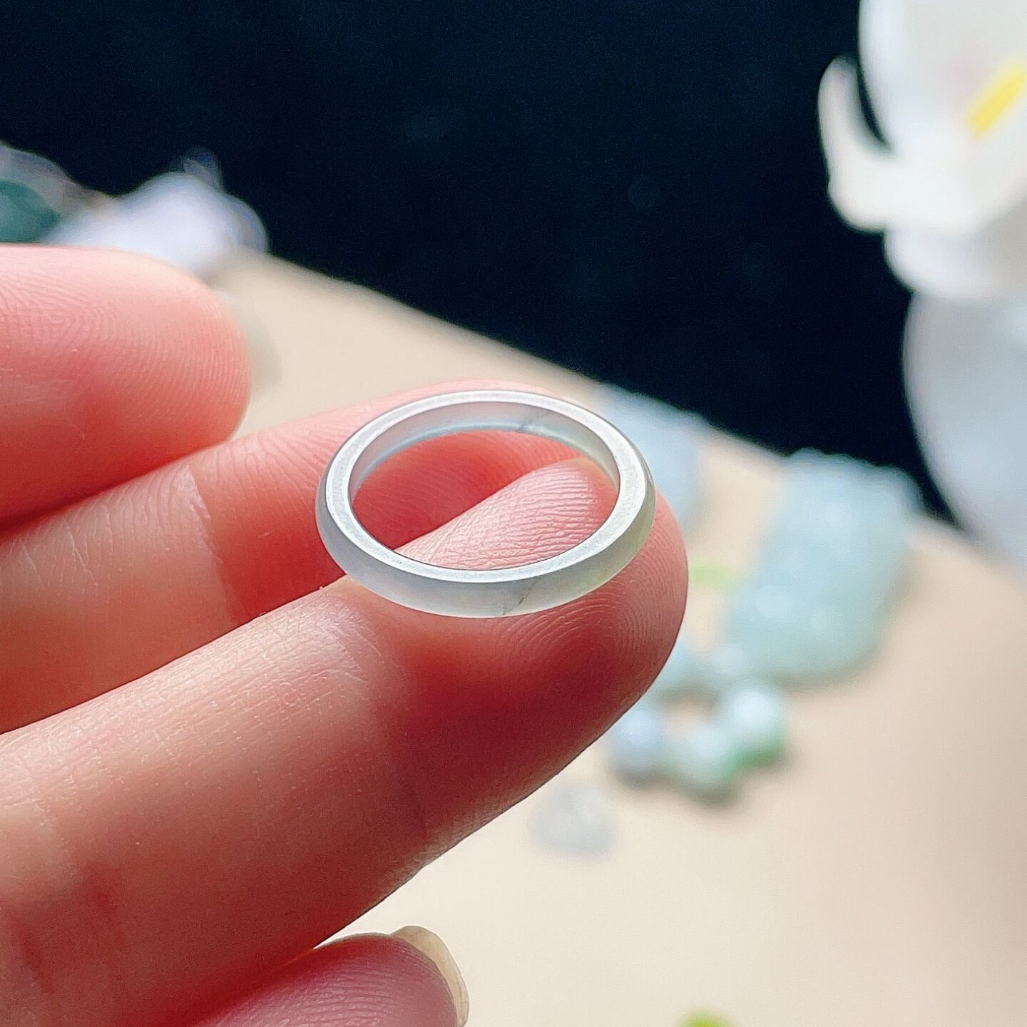 Natural jadeite ice ring clear water yellow and green double color