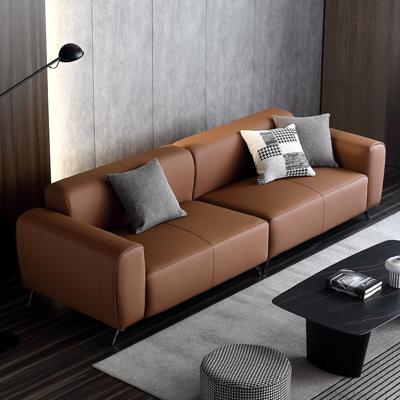 Nordic real leather sofa modern minimalist minimalist minimalist living-room Straight-in-three-place trio of four-place combined sofa