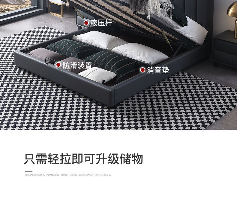 Nordic giường da nhẹ sang trọng hiện đại phòng ngủ nhỏ gọn với một chiếc giường đôi hôn nhân 1,8 m ins lưu trữ hộp cao màn ngủ màu đỏ - Giường giường pallet giá rẻ