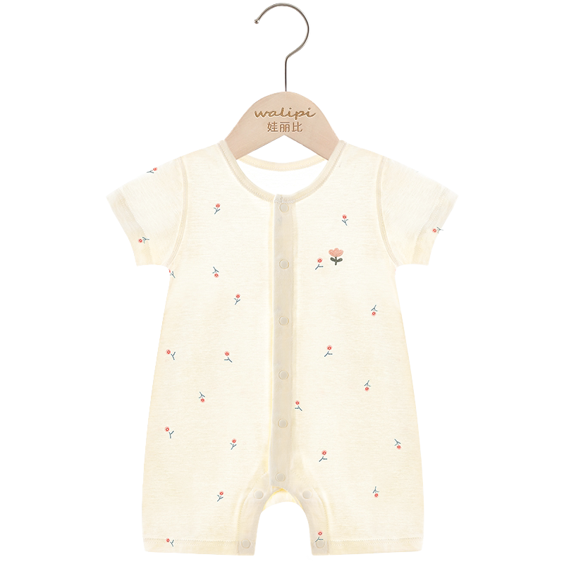 Newborn short-sleeved pure cotton summer thin jumpsuit