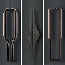 Customized hotel stainless steel glass door handle solid wood door handrail double door new Chinese style antique copper door handle