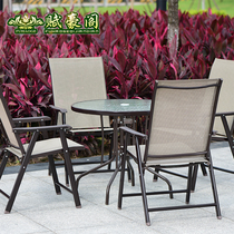 Outdoor Folding Table And Chairs Patio Garden Terrace Commercial Milk Tea Balcony Three Sets Minimalist Outdoor Leisure Cafe