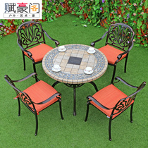 Cast aluminum tables and chairs Outdoor tables and chairs Garden tiles Garden outdoor leisure tables and chairs Wrought iron dining tables Five-piece furniture