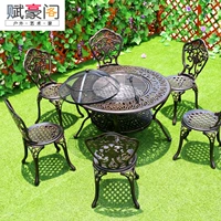 Bàn ghế BBQ ngoài trời Bàn và ghế bằng nhôm đúc Ban công Đồ nội thất bằng sắt Sân vườn ngoài trời Sân thượng Bàn và ghế BBQ Bộ năm món bàn ghế mây tre ngoài trời