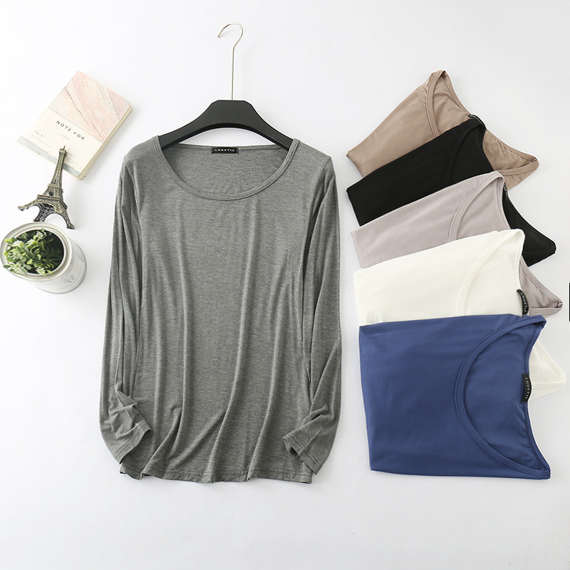 Model hit a long sleeve T-shirt woman thin spring and autumn collar loose large size and thin and thin clothes with pure autumn coat