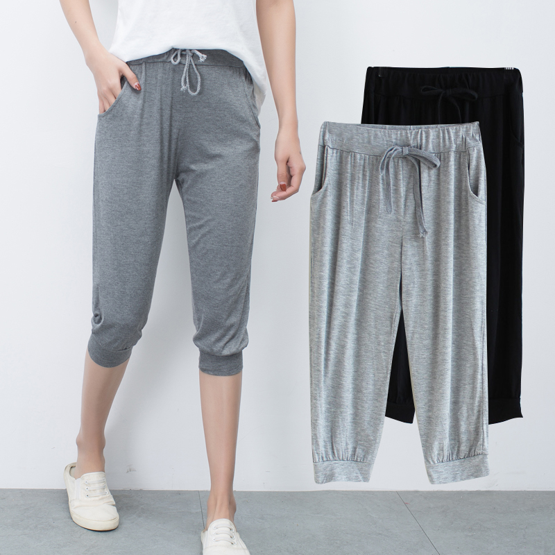 2019 Summer New Plus-Size Yoga Loose Modal Capri Pants Women's Sports Harem Casual Pants