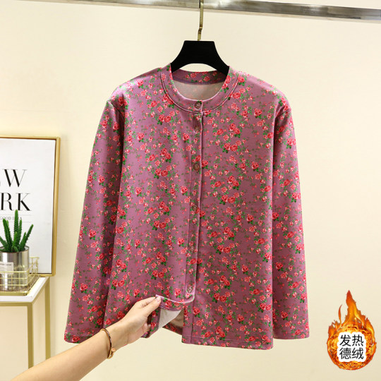 Mother's clothing thick velvet cardigan large size velvet autumn coat