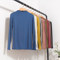 Model Half - Tall Tie 2019 Fall - Winter New Ladys Long - sleeved T - shirt Wood ear with thin coat