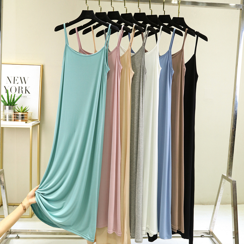 Modal Camisole Dress for Women, Summer Solid Color Sleeveless Plus Size Loose Tank Dress, Casual Base Camisole Dress