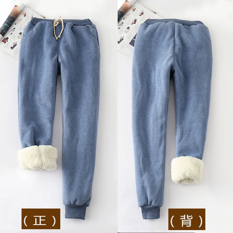 Mùa đông cừu cashmere dày quần thể thao chân và quần nhung giản dị Quần Harlan Wei quần cotton phụ nữ mặc kích thước lớn