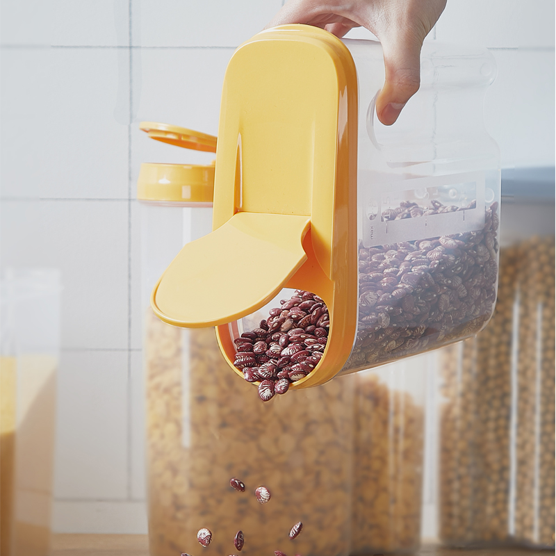 Home Kitchen Containing Box Plastic Small Fresh Seal Five Cereals Grocery Food Storage Jar Coffee Nordic Style White