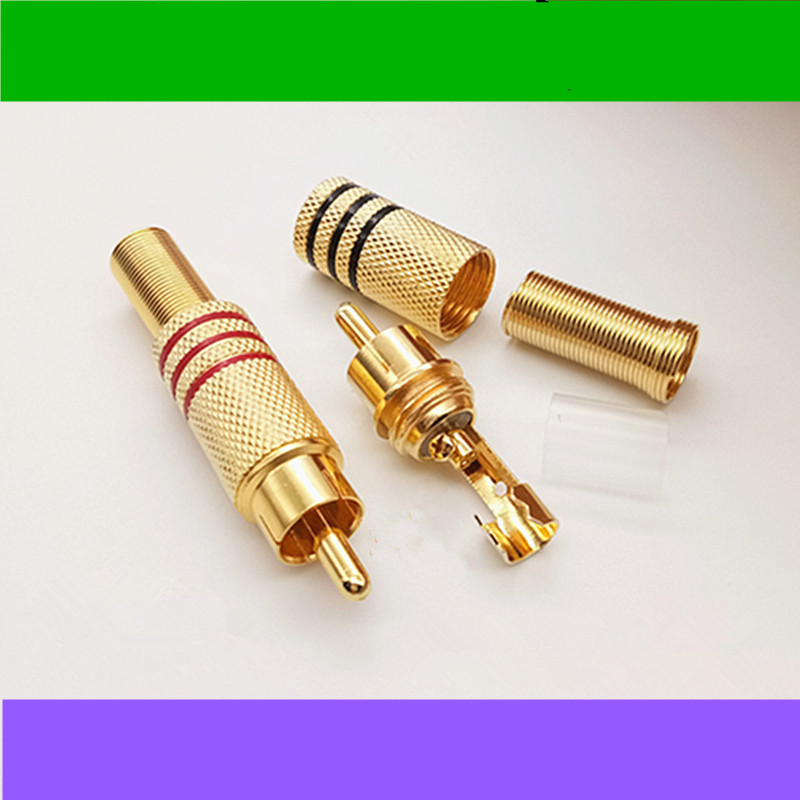 Gold plated Lotus head large gold RCA free solder audio-video plug RCA head AV plug AV head surveillance lens