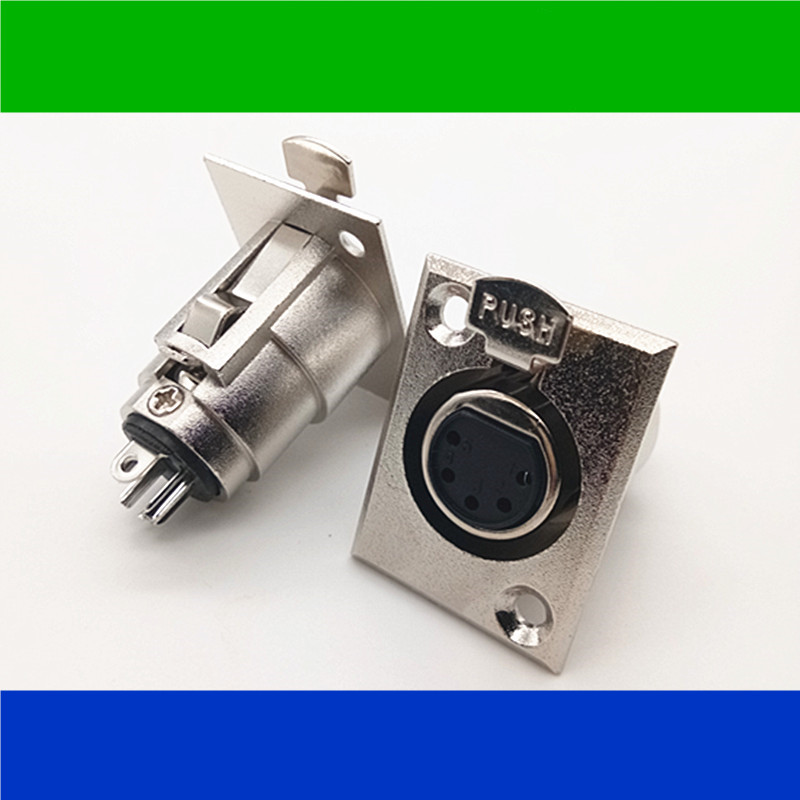 Rectangular nickel-plated five-core Carron seat Canon male seat Carnon Notre Dame Microphone socket 5 Core Caron seat
