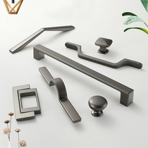 Cabinet door pull handle simple Nordic drawers cupboard upscale zinc alloy single-hole clothes cabinet door to hand light and luxurious grey