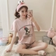 LHZ pyjama phụ nữ mùa hè cotton ngắn tay phần mỏng cộng với kích thước béo mm200 kg mùa hè lỏng lẻo phục vụ tại nhà bộ đồ hai mảnh - Bên ngoài ăn mặc