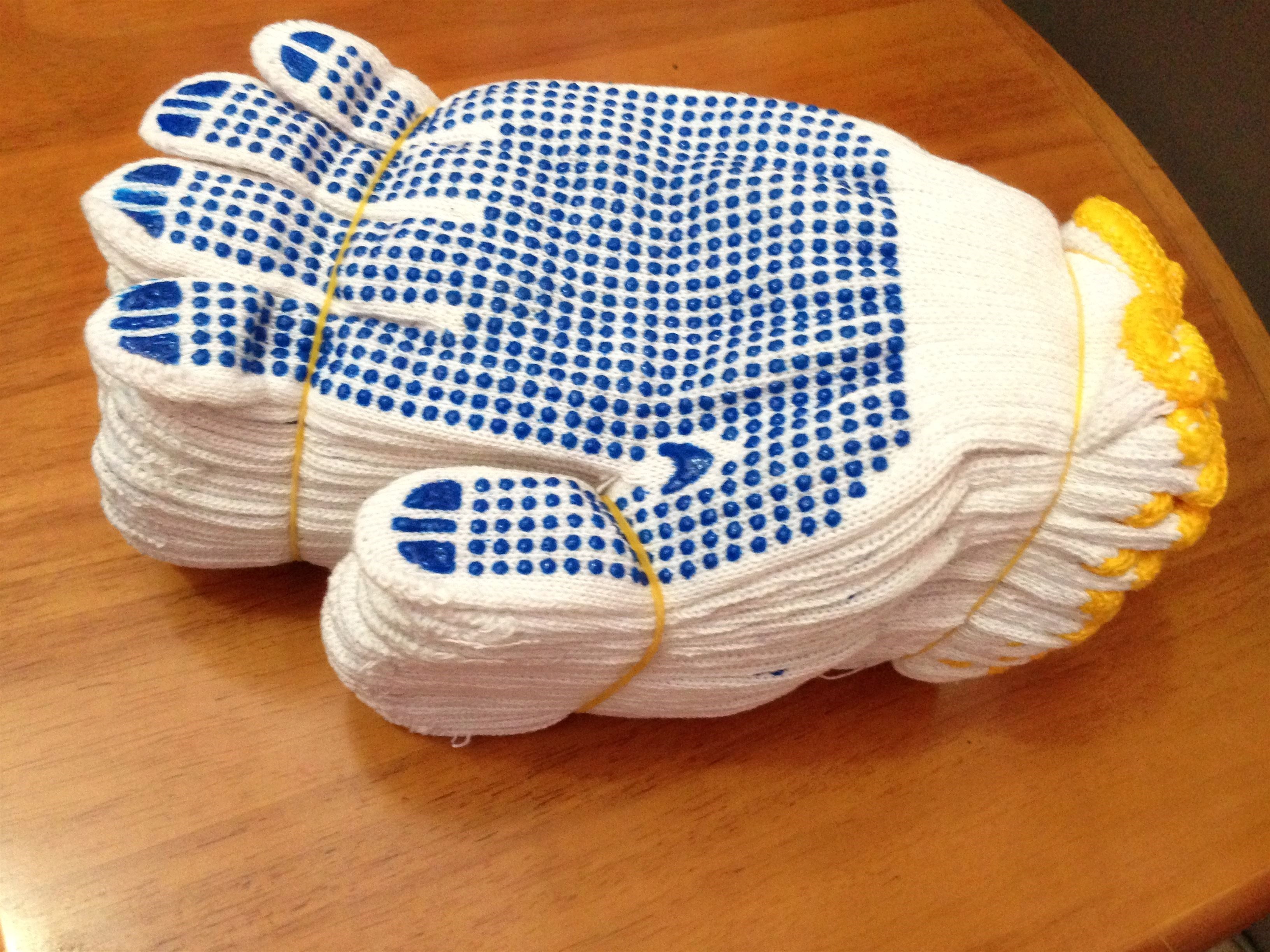 White pure cotton grain glue point anti-slip point glue operation cotton wool point plastic glove gift instrument driver labor-Paulowpoint bead glove