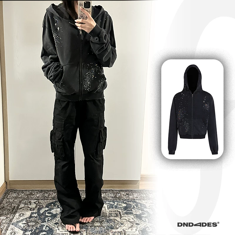 Худи DND4DES, куртка осенней моды с молнией, slim fit