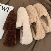 ITSK Hairy Shoes Woman Winter Outwear Plus Suede Cotton Shoes A foot of a foot of Bean Bean Shoes