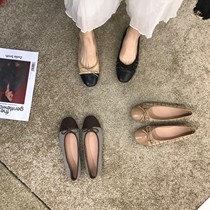 ITSK single shoe woman round head shallow mouth butterfly knots small scent wind soft-bottom Flat-bottomed Bean shoes womens shoes