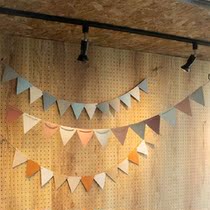 Spot 3 meters lanyard tent bunting outdoor camping triangle leather bunting decorative PU leather waterproof string flag