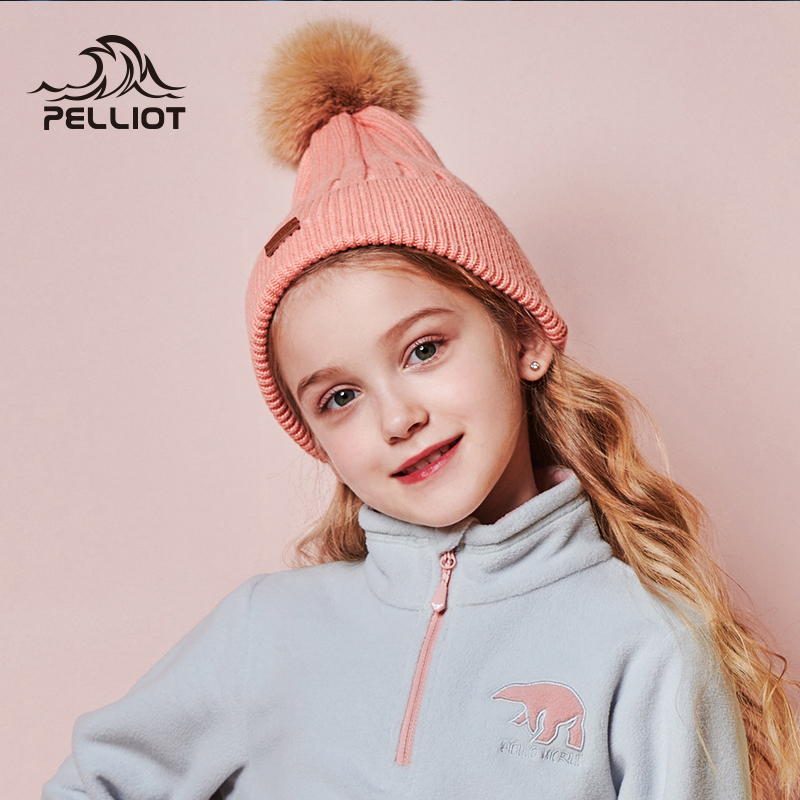 Percy and children's hats autumn and winter boys and girls wool knitted hats in the big children's warm big hair ball Korean trendy hat