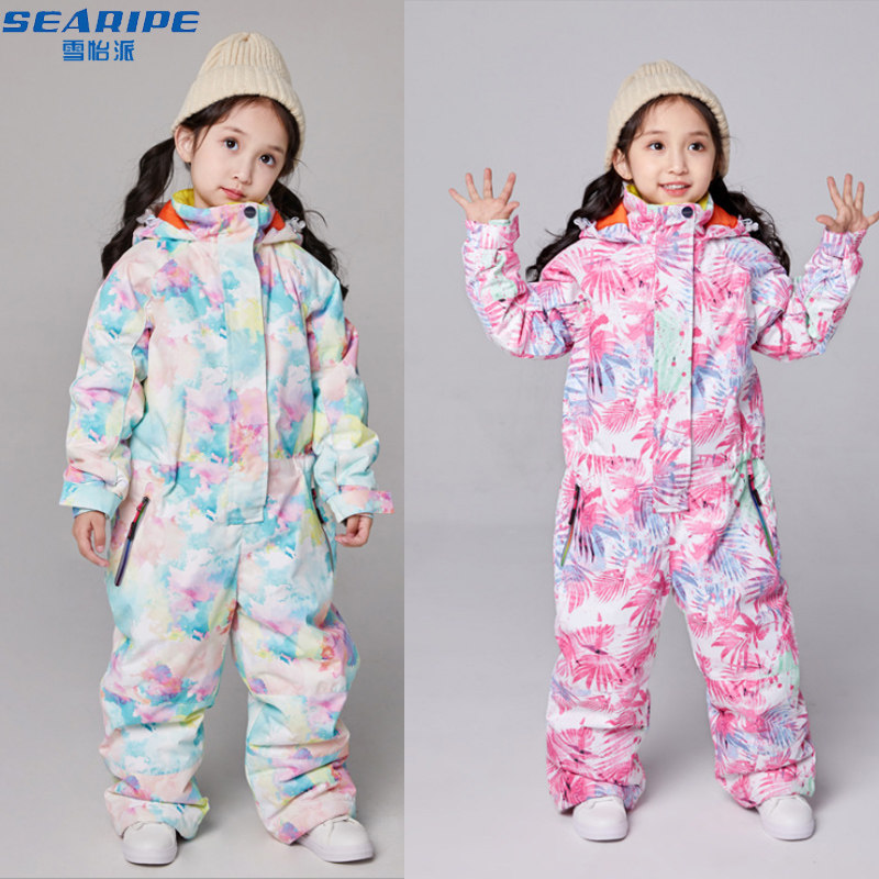 Baby Children Ski Suit Thickened Warm-to-Girl Waterproof Windproof Snow-rural Tourist Ski Suit Suit