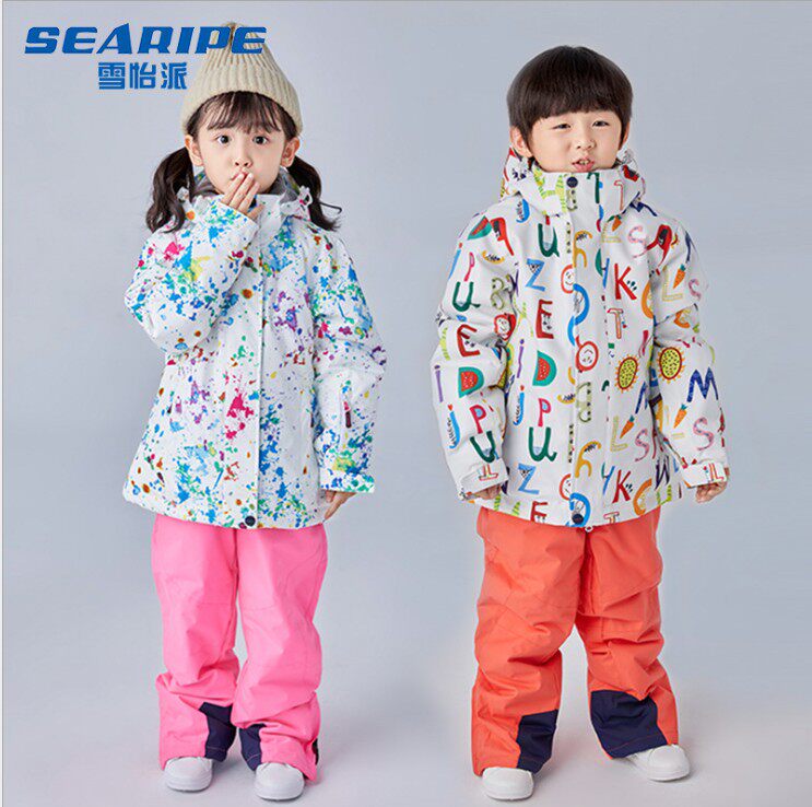 Snow Pleasant Pie Winter Children Ski Suit Boy Girl Outdoor Windproof waterproof single double pantsuit pants