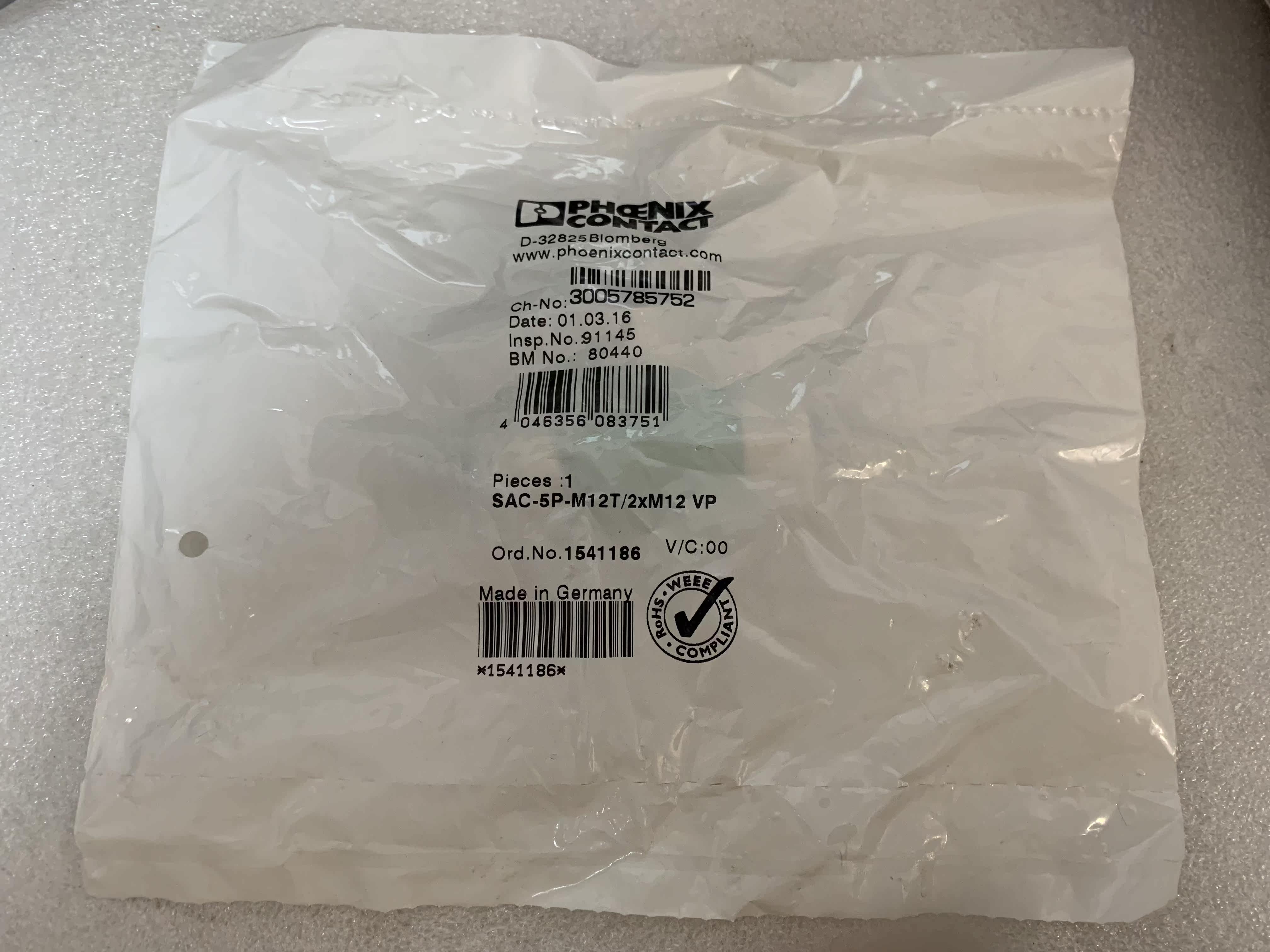 Original loaded Phoenix T-type dispenser SAC-5P-M12T 2XM12 VP-1541186