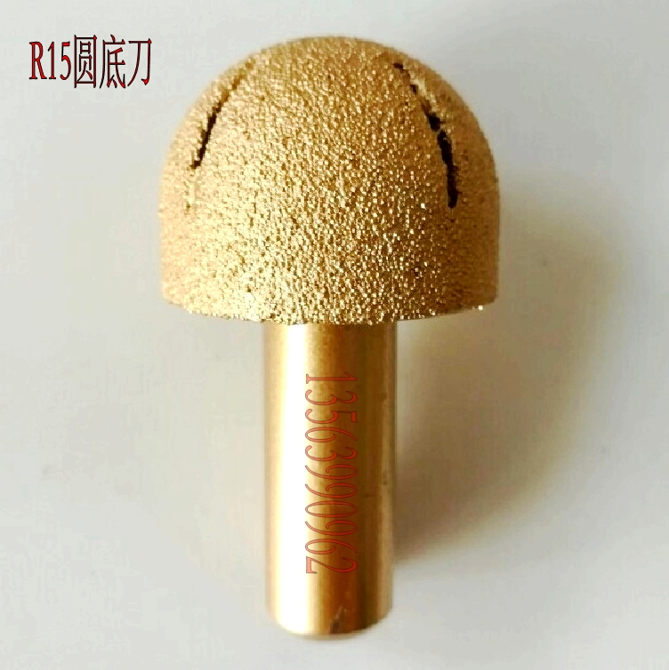 Brazed Hengli quartz stone tool head round bottom knife rear water stop arched knife head table face R12R15 round bottom knife