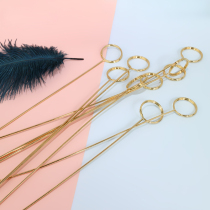 Net red round heart-shaped long card insert flowers gift metal card holder bouquet meat gold-plated ins wind material