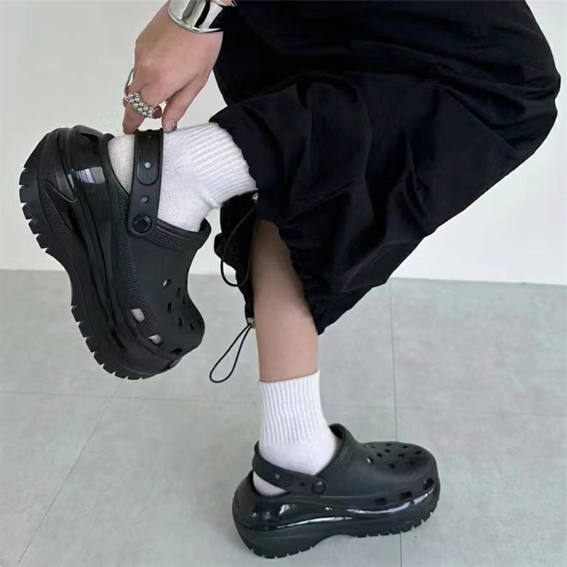 Song Zuer Style 2025 Korean Version Light Wheel Height-Increasing Thick-Soled Clogs for Women, Open-Toe Hollow Student Sandals for Outdoor Wear
