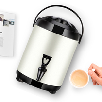 Stainless steel milk tea bucket insulation bucket Commercial soymilk bucket Milk tea shop cold and hot double insulation herbal tea bucket with faucet