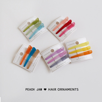 Simple 3-pack jelly color bangs clip sweet and cute transparent hair clip side clip Korean temperament girl heart hair ornaments