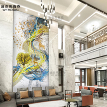 Meritocratic custom modern minimalist blue abstract light lavish art mosaic cut painting tile background wall sticker mural