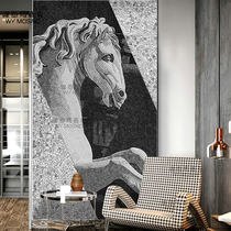 Horse Head Mosaic Background Wall Custom Minimalist Modern Living Room Genguan Gangway Background Puzzle Cut Painting Tile