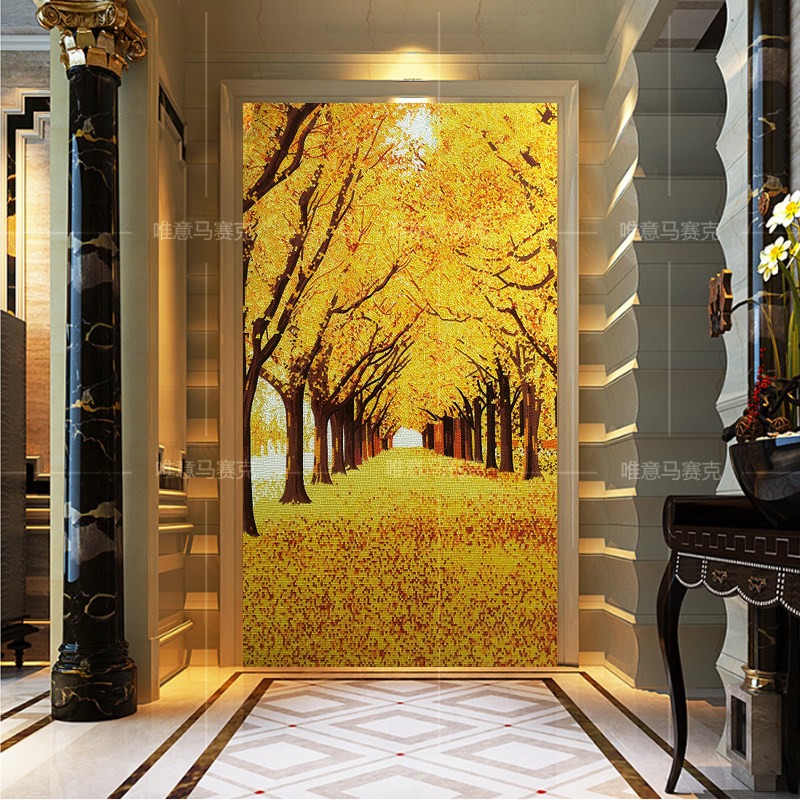 Maple Leaf Gold Boulevard Puzzle Mosaic Crystal Fine Cut Painting Genguan Modern Minima Custom Wall Stickup Tiles