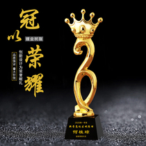 Gold-plated resin trophy metal crown authorized commemorative trophy wooden trophy innovation glory event commemorative prize