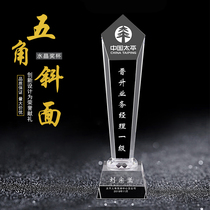 Color Crystal Trophy Customized Children's Listing Medal Authorized Five-pointed Star Graduation Memorial Honor Crystal Card Award