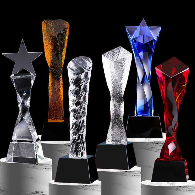Crystal Twist Trophies Trophy Custom Creative Pentagram Trophy Authorisation Cards Awards Ceremony Honorees Honor Medals Customised