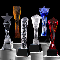 Crystal twist trophy customization creative five-pointed star trophy license award anniversary honor medal customization