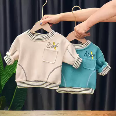 Boy autumn and winter sweater 1-2 years old 3 baby children new base shirt 4 baby 5 foreign pie thick handsome coat tide