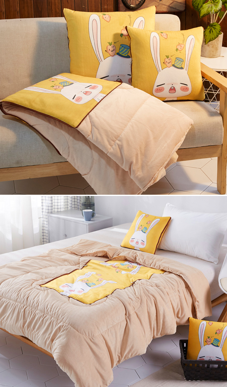 Xe dày ăn trưa gối chăn gấp đôi sử dụng đệm là sofa văn phòng đệm mùa đông san hô nhung gối tựa lưng trên giường